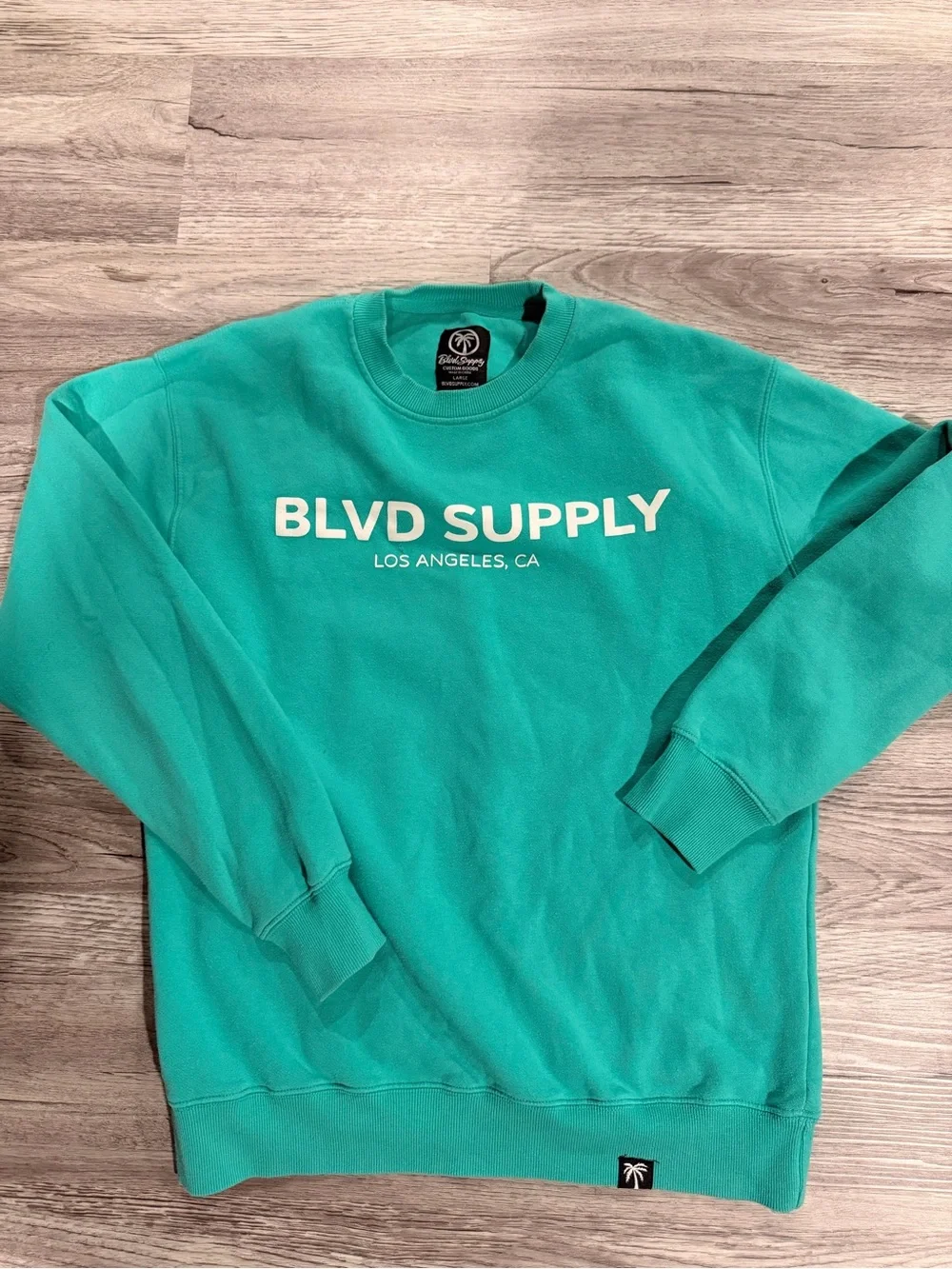 BLVD Teal Crewneck Sweatshirt with White Logo